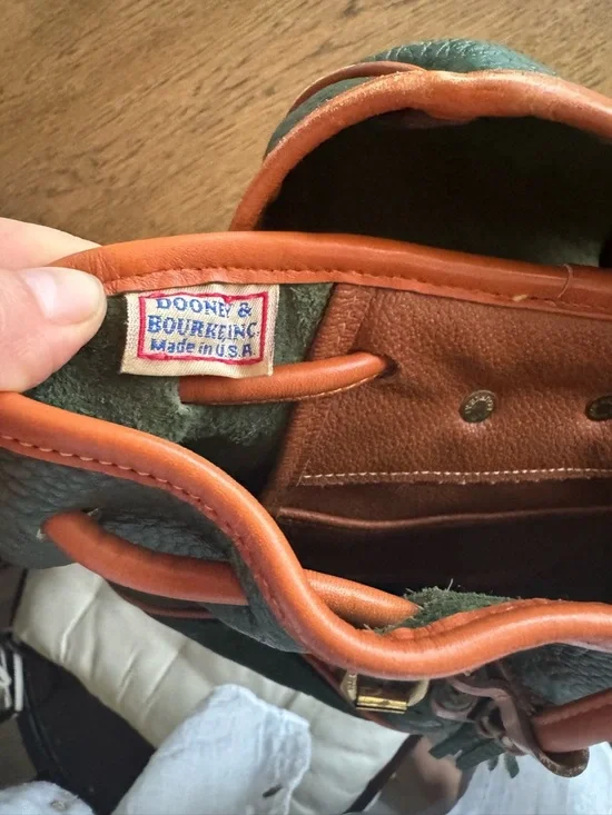 Dooney & Bourke Dark Green Pebbled Leather Backpack with Tan Trim - Picture 8 of 8